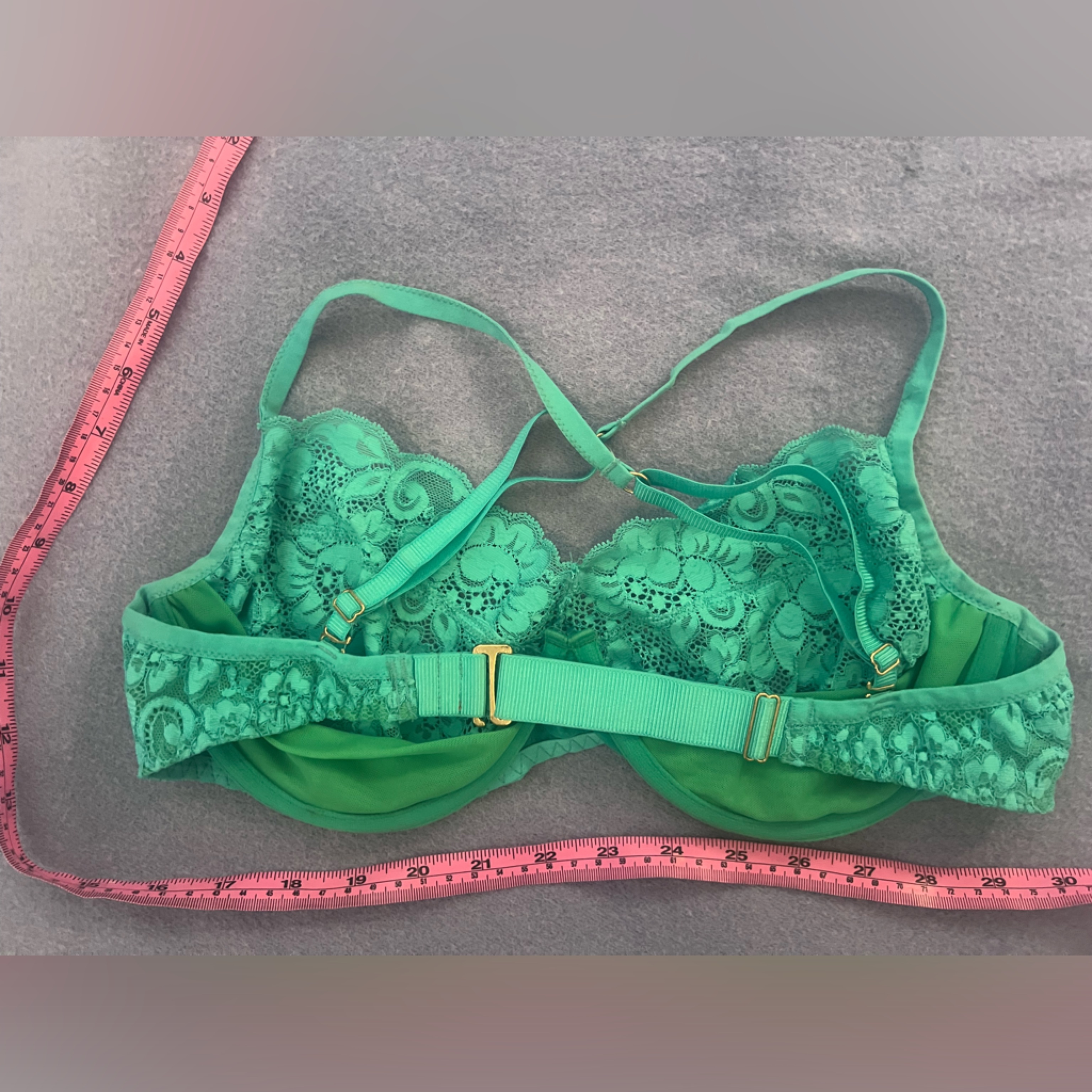 We Are Hah! Euc Lace Bra-Halter/X-Back. Teal. Sustainable. Size Dd 32-40